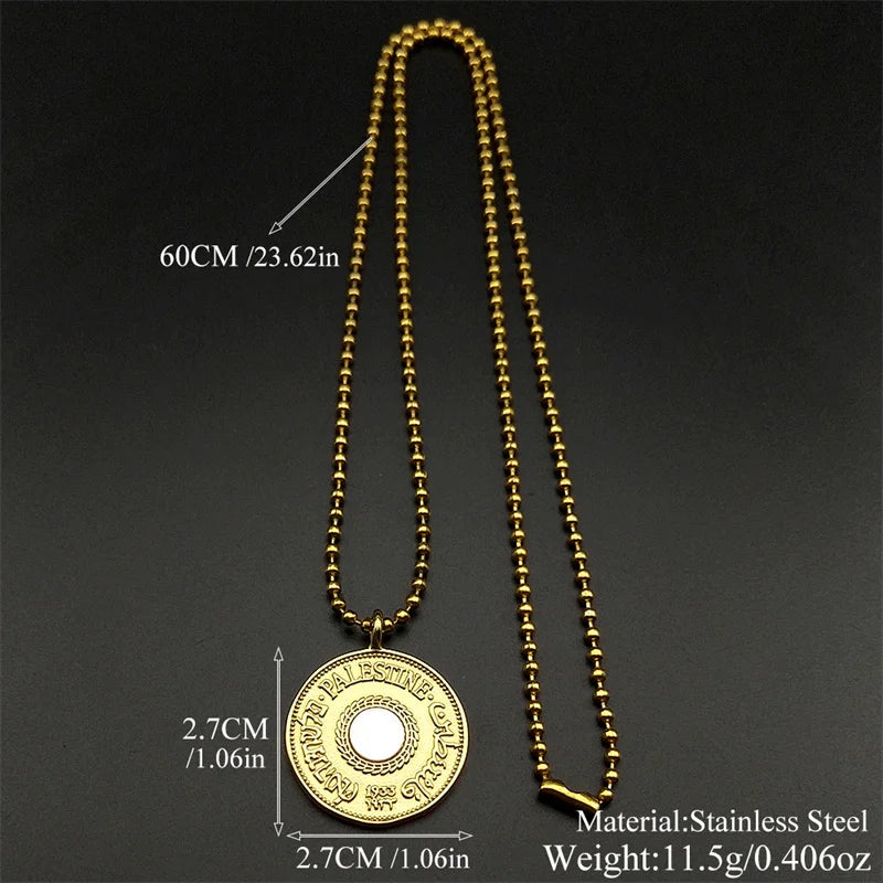 Gold Pendant Multilingual Palestine Wheat Ears