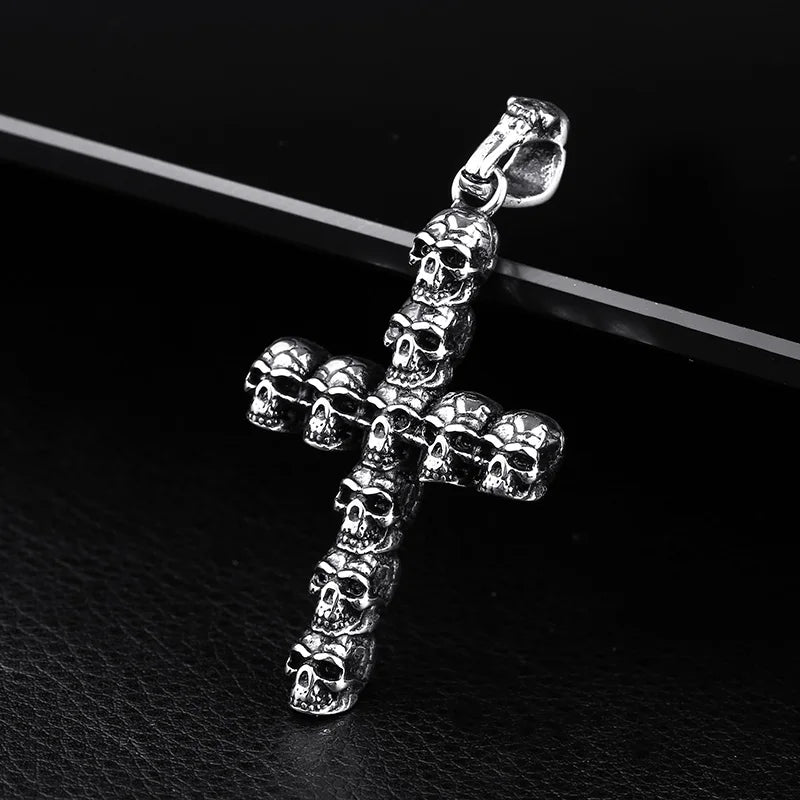 BEIER Punk Rock Fashion Cross Charm Vintage Skull head pendant Chain Fashion jewelry for man women Best Lover gift BP8-479