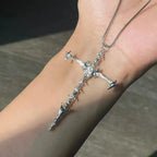 Skull Cross Silver Pendant Necklace