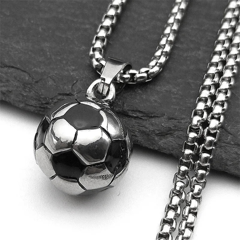 Football Soccer Steel Pendant 316L Necklace