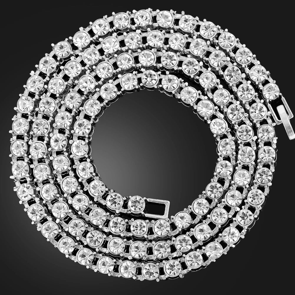 Hip Hop Men Iced Out Chain Prong Rhombus Cuban Link Necklace 14/20MM width Gold Silver Color Thick Cuban Chain Necklace