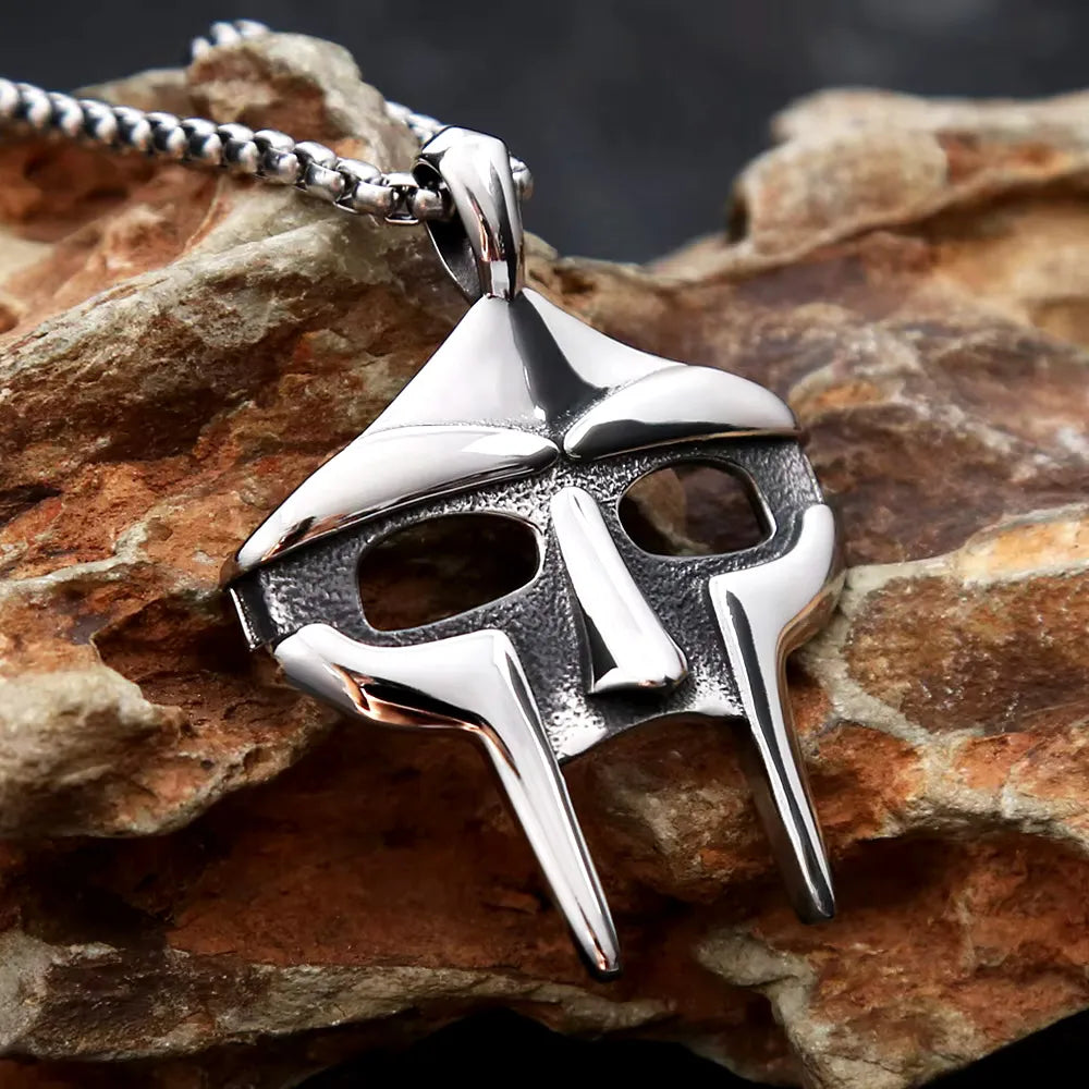Vintage Punk MF Doom Mask Pendant Necklace Unisex Retro Egyptian Pharaoh Amulet For Biker Rally Daily Wear Fashion Jewelry Gift