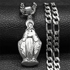 Virgin Mary Pendant Necklace — Silver