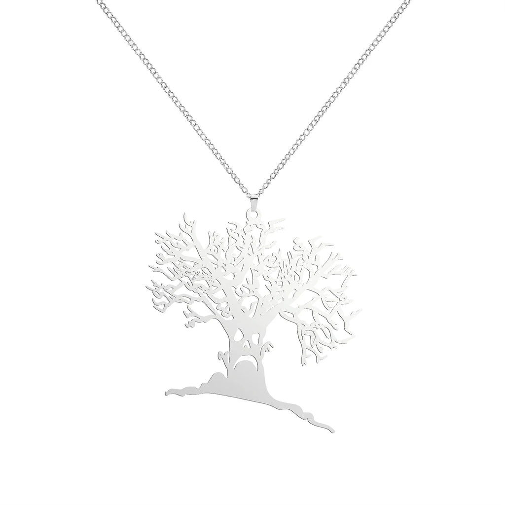2025 Halloween Scary Tree Pendant Exquisite Stainless Steel Tree of Life Necklace Neck Chain Punk Hip Hop Funny Jewelry