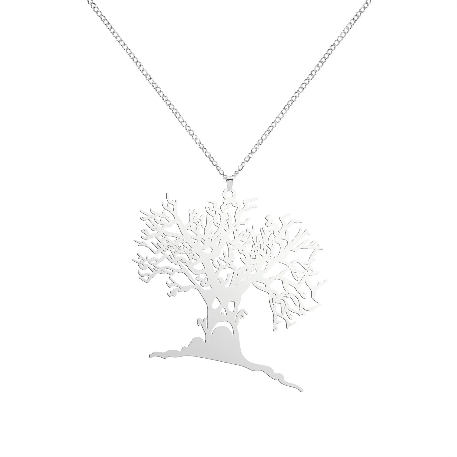 2025 Halloween Scary Tree Pendant Exquisite Stainless Steel Tree of Life Necklace Neck Chain Punk Hip Hop Funny Jewelry