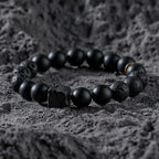 Block Volcanic Lava Stone Bracelet Men Black Classic Matte Obisidian Labradorite Bead Jewelry Women Birthday Gift for