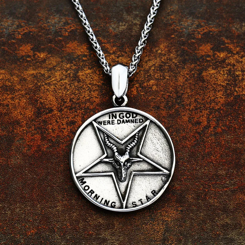 BEIER New Stainless steel Pentagram Pan God Skull Goat Head Pendant Necklace Occult Metal Vintage for Man BP8-342