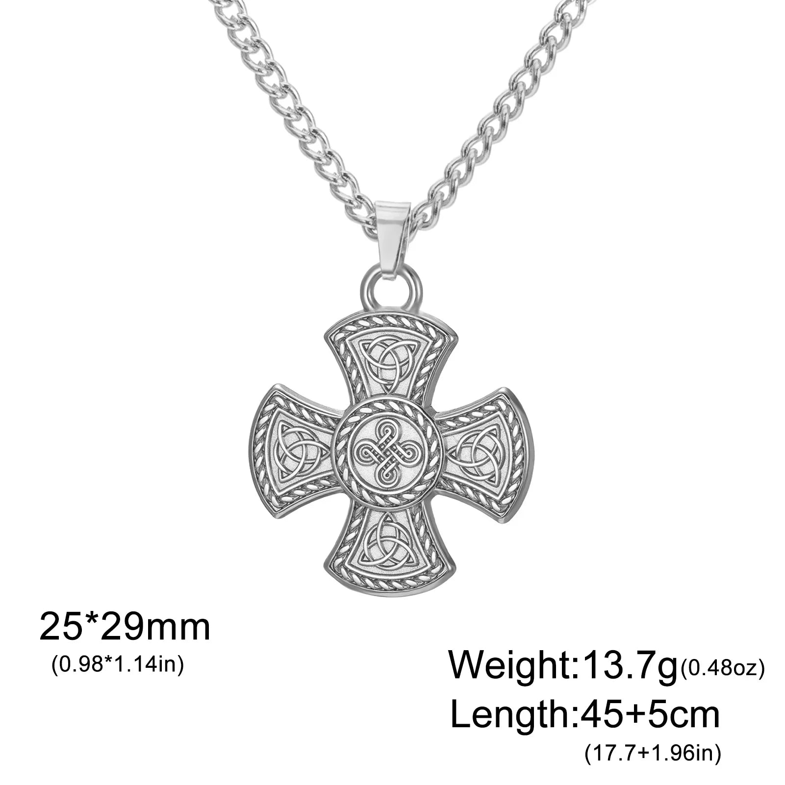 Celtic Trinity Knot Cross Pendant Necklace — Steel