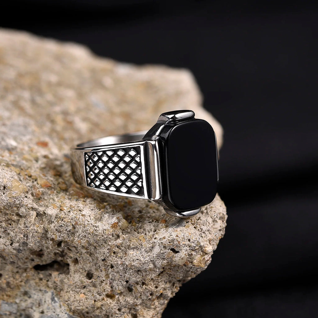 R3351 Men's High Quality Stainless Steel Multiple Color Styles Onyx Rings Jewelry Professional Factory Made