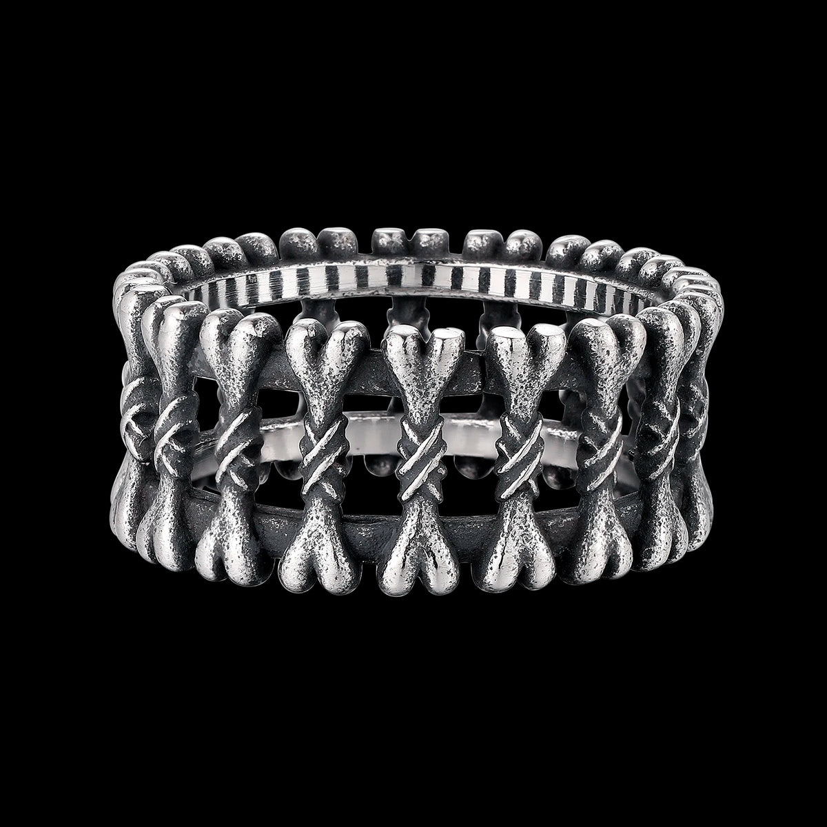 Gothic Skull Bones Stackable Ring — Stainless Steel