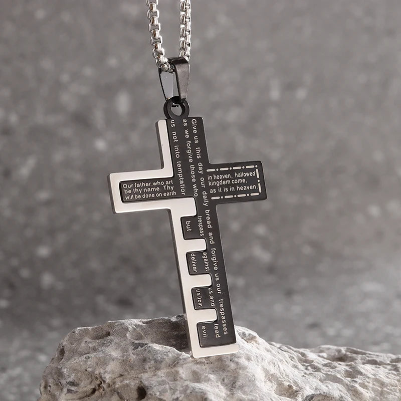New Gold Color Crucifix Image Men\\'s Pendant Christ Miami Cuban Religious Necklace for Daily Wear Fashion Jewelry Accessories