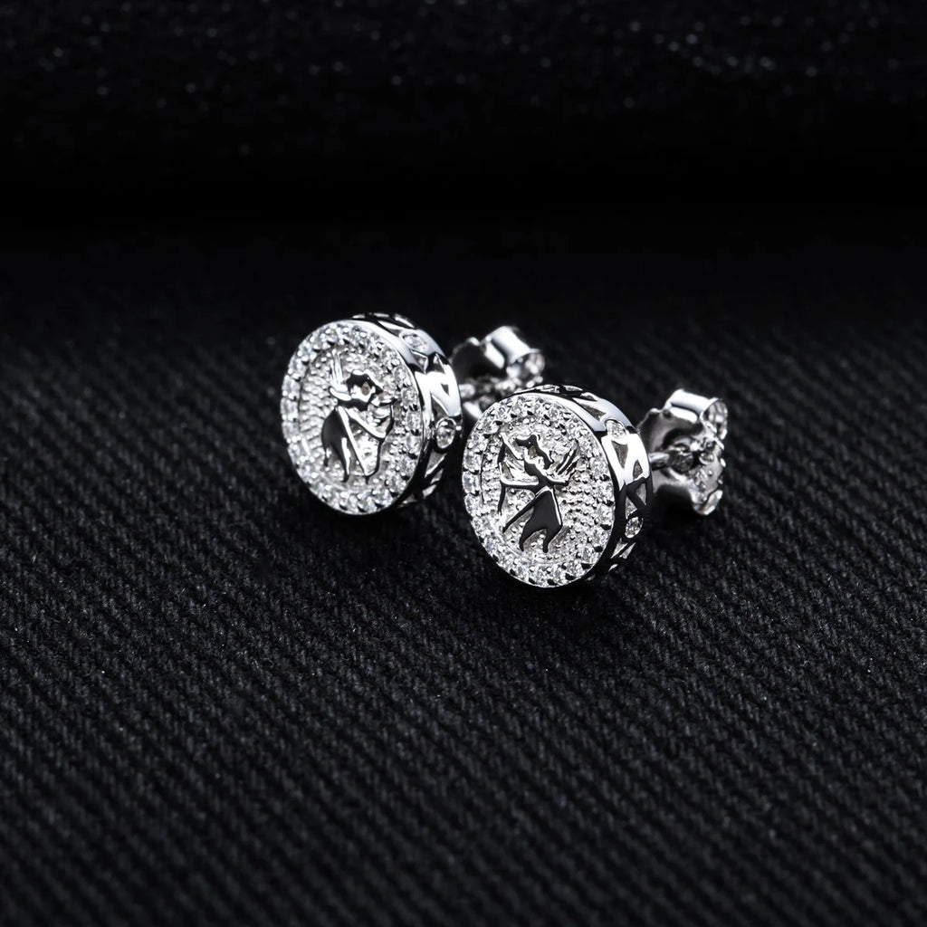 Iced Out Angel Stud Earrings — 925 Silver