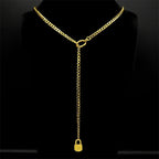 Heart O-Ring Long Chain Necklace — Stainless Steel