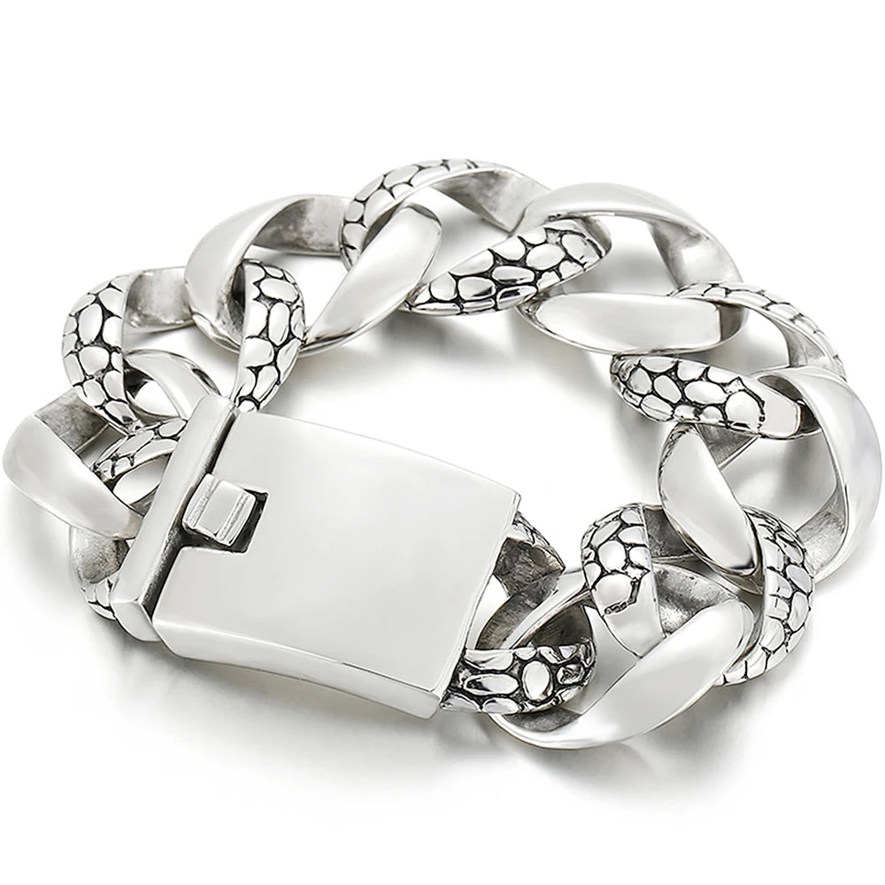 Punk 23MM Width Snake Pattern Cuban Chain Bracelet Man Polished Stainless Steel Men's Bracelets Jewelry Gifts