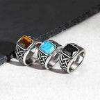 Viking Knot Natural Stone Signet Ring