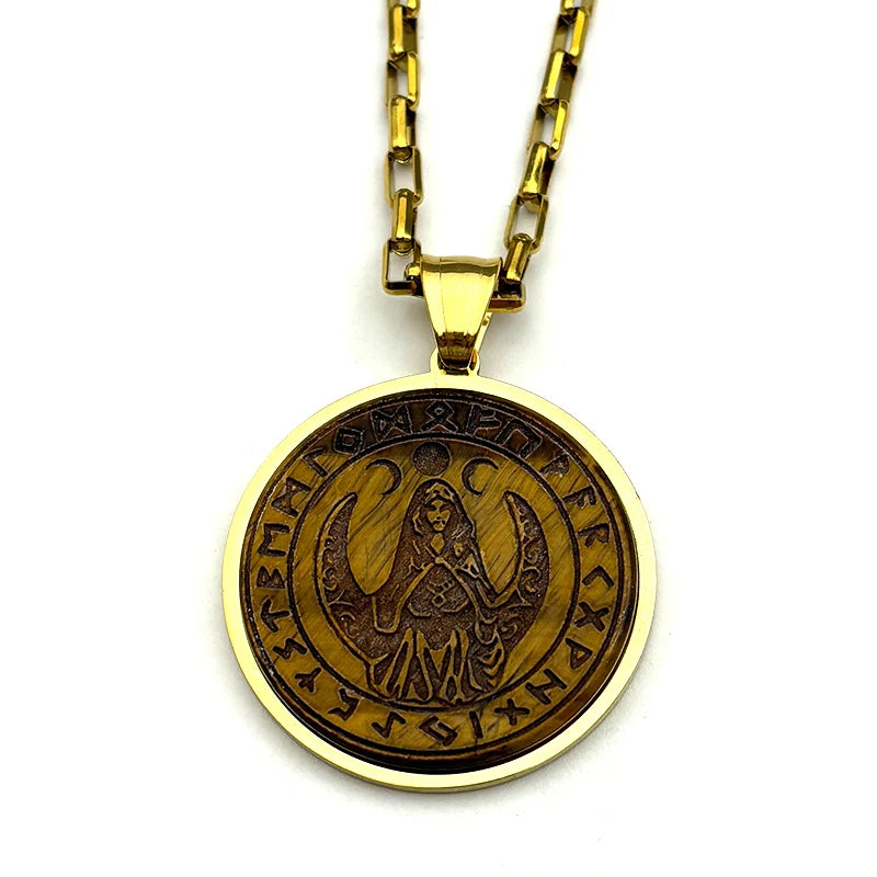 Viking Steel Pendant Witch Triple Moon Goddess