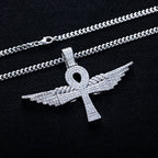 Iced Out Angel Wing Cross Pendant — 925 Silver