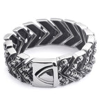 Punk Rock Man Bracelet Stainless Steel Wide Skull Head Link Chain Bracelets for Men Gothic Men's Bikers' Jewelry