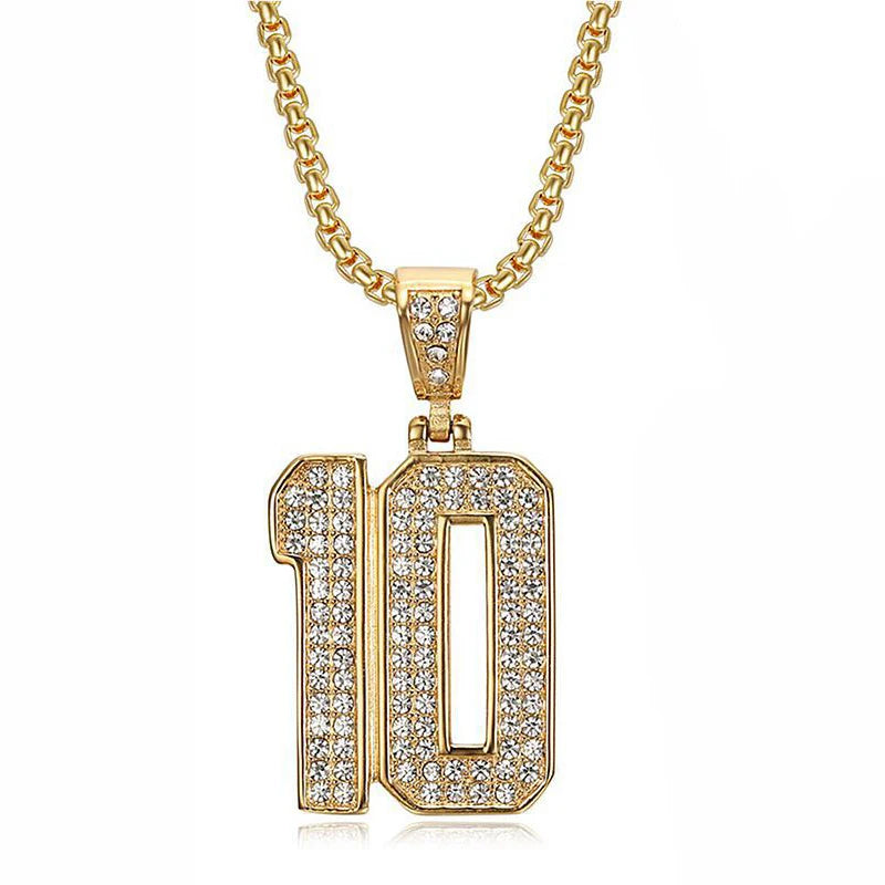 Iced Out Football Pendant Necklace — Gold