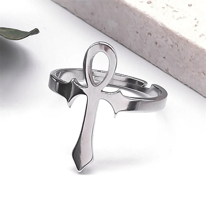 Ankh Cross Ring — Stainless Steel