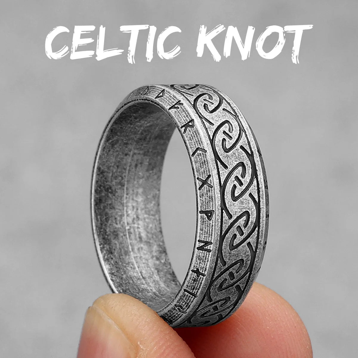 Vintage Nordic Viking Runes Celtic Knot Series Stainless Steel Womens Mens Rings Punk Biker Jewelry Creativity Gift