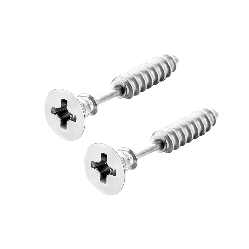 Gothic Nail Screw Piercing Stud Earrings — Stainless Steel