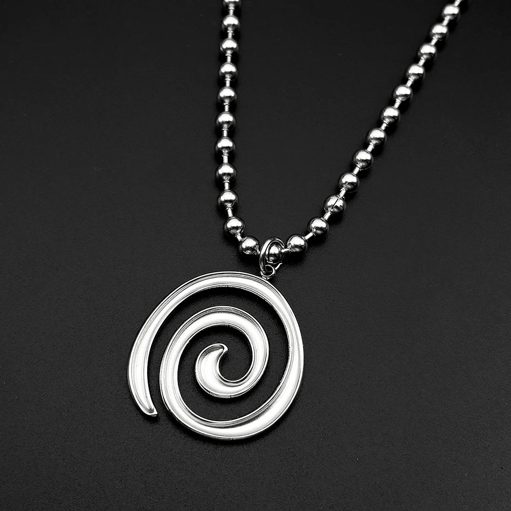 Y2K Spiral Vortex Beads Chain Choker For Women Men Stainless Steel Punk Grunge Aesthetic Art Goth Fashion Necklace