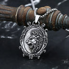 Lion Head Pattern Pendant Necklace — Stainless Steel