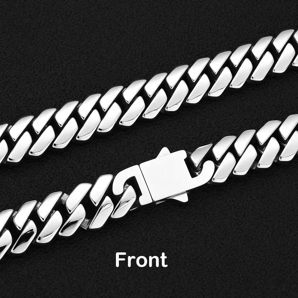 NUOYA Wholesale 12mm Stainless Steel Cuban Link Chain Bracelet High Polished Hip Hop Jewelry Gift for Men