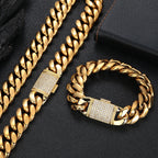 18K Gold Cuban Chain Necklace Iced Out 18MM