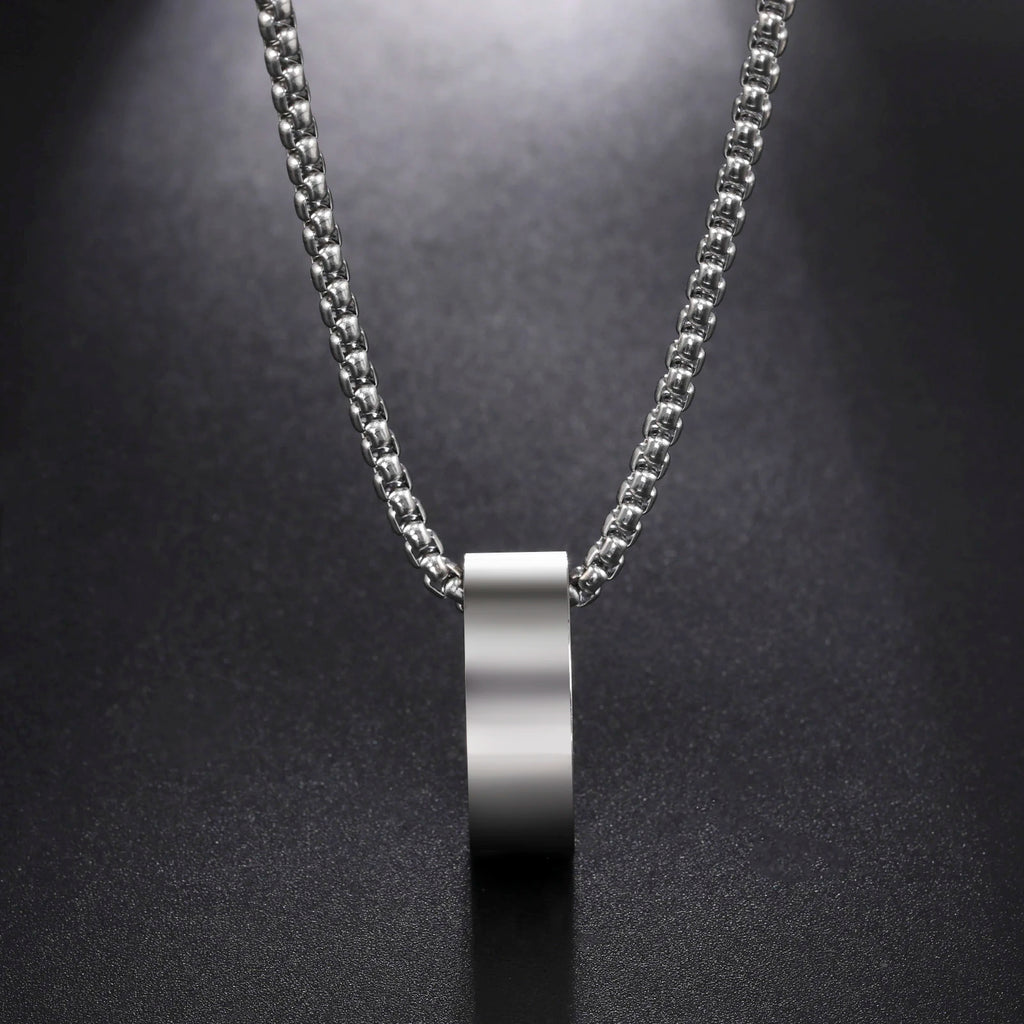 Circular Ring Pendant Necklace — Stainless Steel