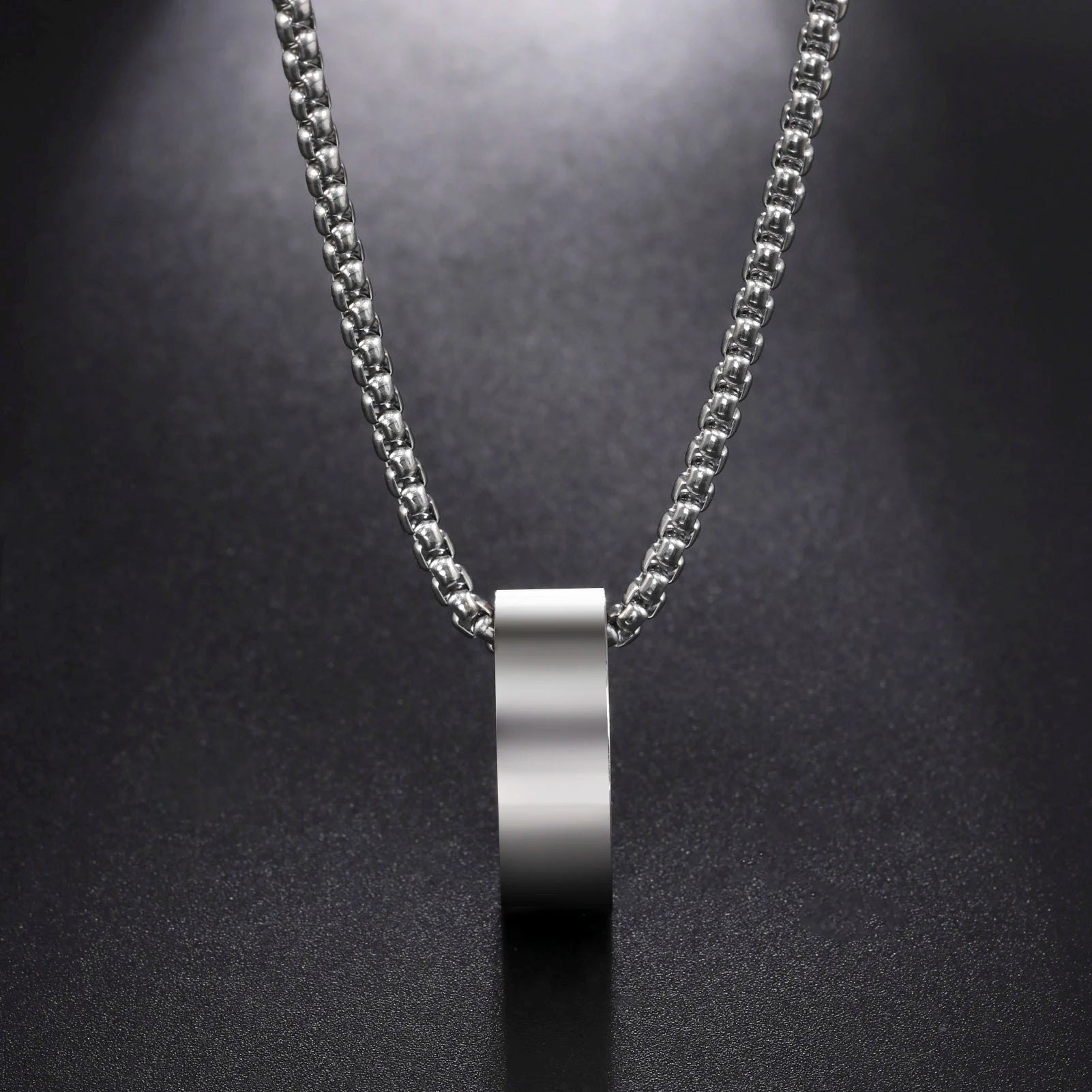 Circular Ring Pendant Necklace — Stainless Steel