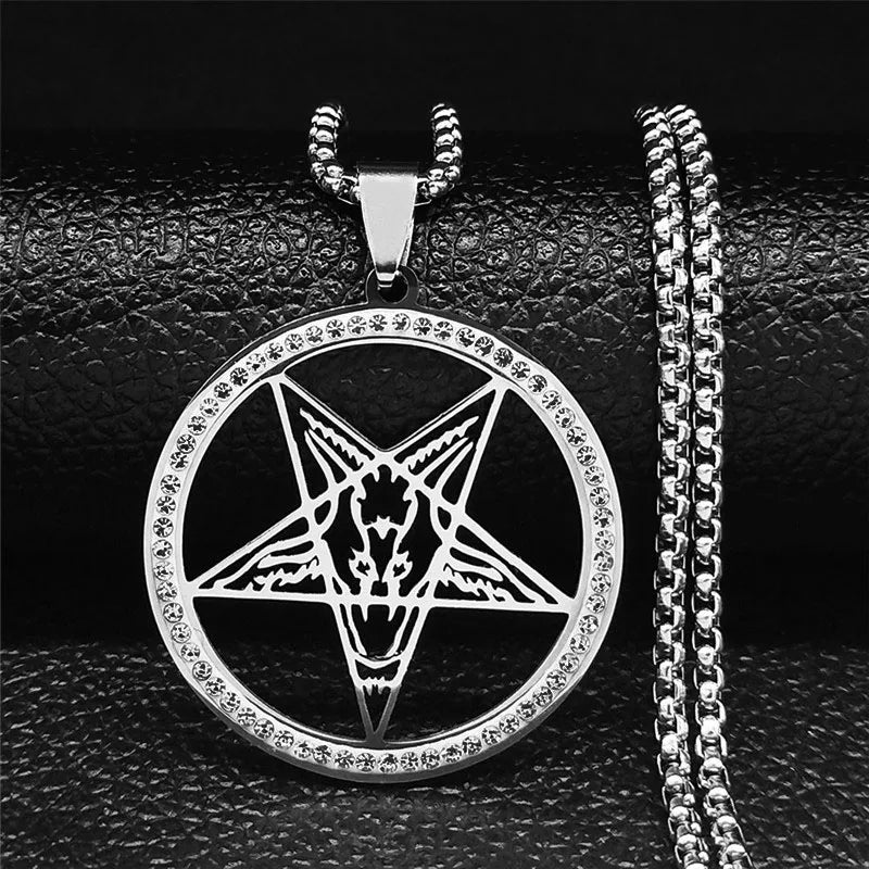 Skull Star Silver Pendant Necklace — Stainless Steel