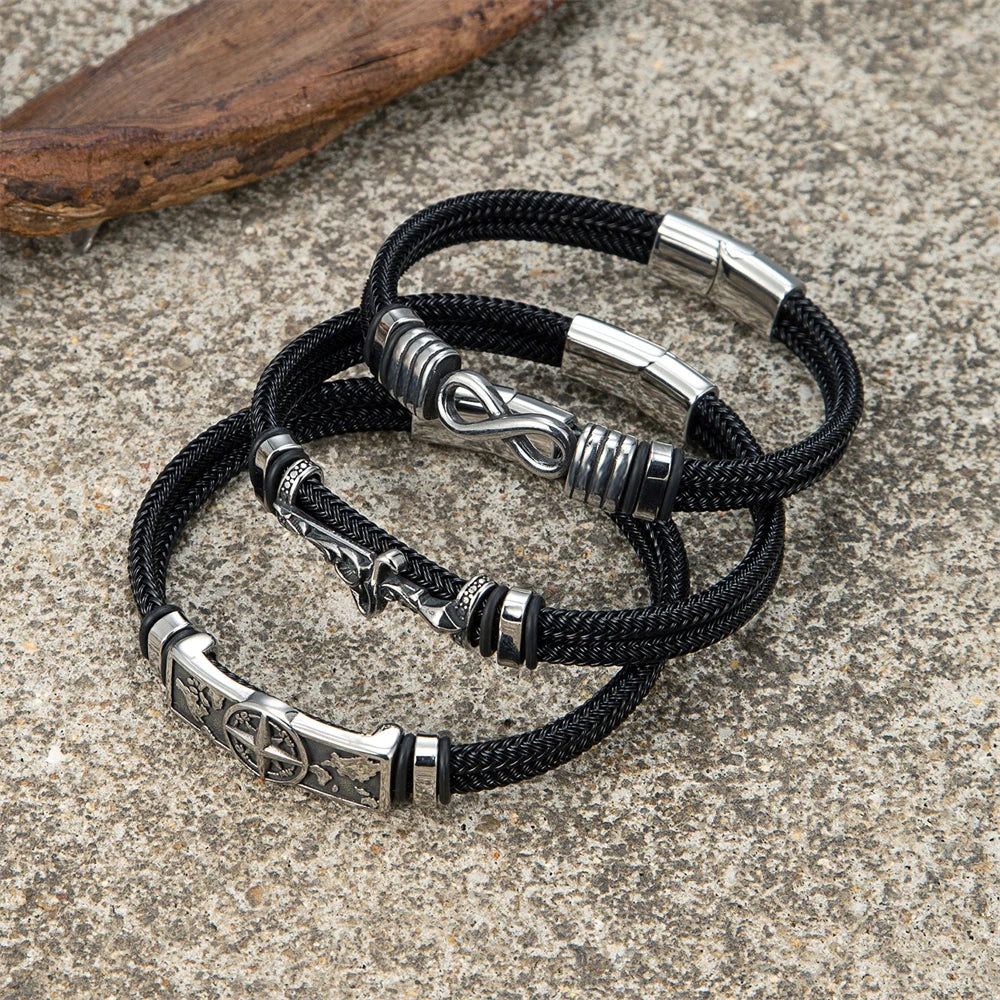 Wire Rope Skull Wings Bracelet — Stainless Steel