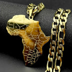 Africa Map Pendant Necklace — Gold-Tone