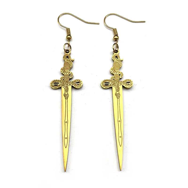 Snake Viking Steel Earrings Vintage Norse Mythology