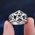 Polished Star Pattern Party Ring — Stainless Steel