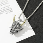 Handsome Rascal Ghost Mask Pendant Necklace Gold & Silver Color Horn Bull King Design Fashion Jewelry for Men And Women