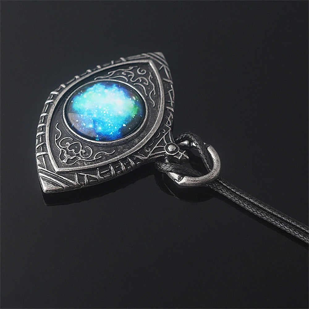 Game Bloodborne Necklace Game Props Cosmic Demon Eye Blue Starry Eye Vintage Pendant Necklace For Women Men Jewelry