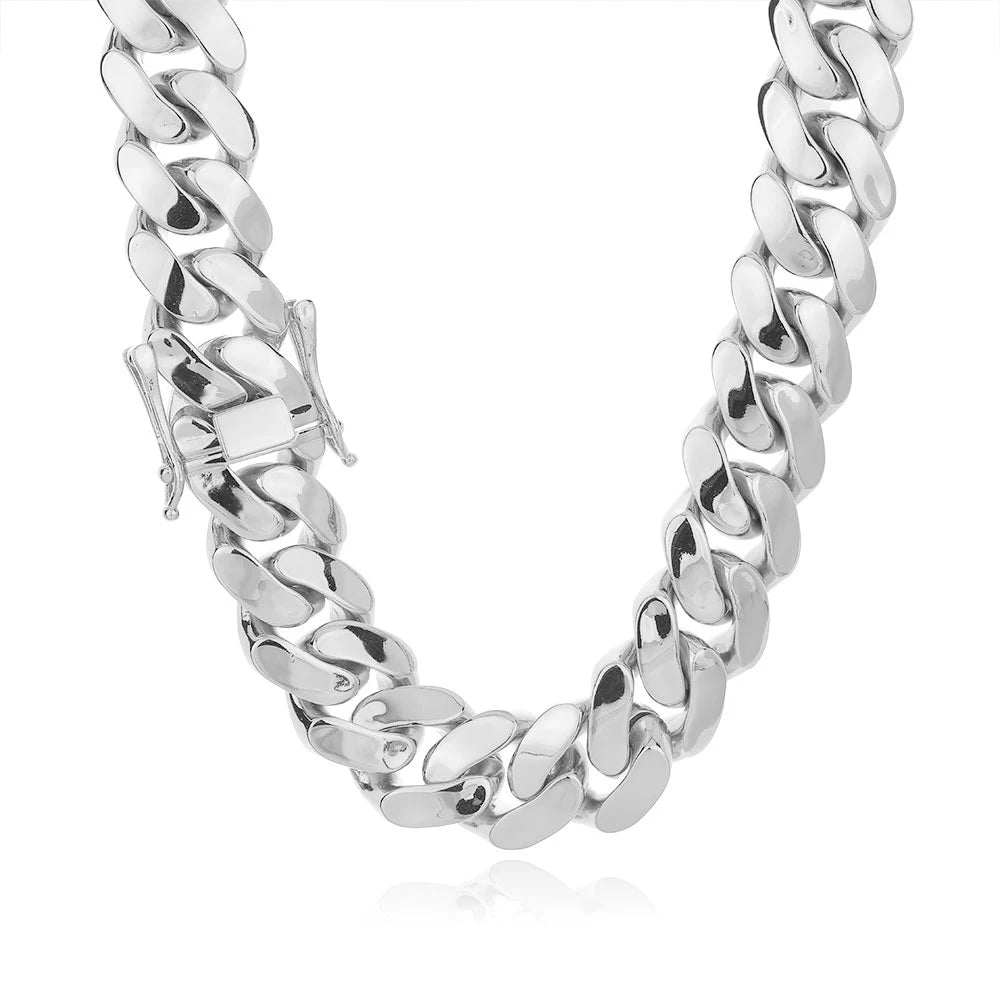 HHIOK 22mm Thick Cuban Link Necklace Iced Out Exquisite Brass High Polished Hip Hop Jewelry For Men and Women