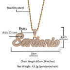 Uwin Custom Cursive Letter With Baguette Chain Iced Out Name Necklace Chain Cubic Zirconia Fashion Hiphop Jewelry