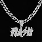 New Hip Hop Flash Lightning Large Letter Pendant Necklace With 13mm Cuban Chain Letters Necklaces For Men's Women Rapper Jewelry