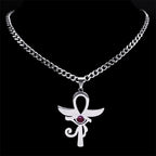 Cross Horus Eye Steel Pendant Ancient Ankh Egypt