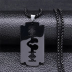 Blade Gold Long Pendant Necklace — Stainless Steel