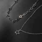 Y2K Five-Point Star Necklace Set — Stainless Steel