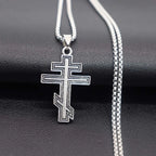 Russian Orthodox Byzantine Cross Pendant Necklace — Zinc Alloy