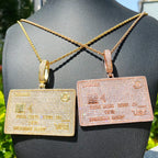 Aokaishen Iced Out Credit Card Necklace Pendant for Men Real Gold Plated 5A Cubic Zirconia Hip Hop Jewelry