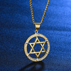 Jewish Hexagonal Star Pendant Necklace — Crystal