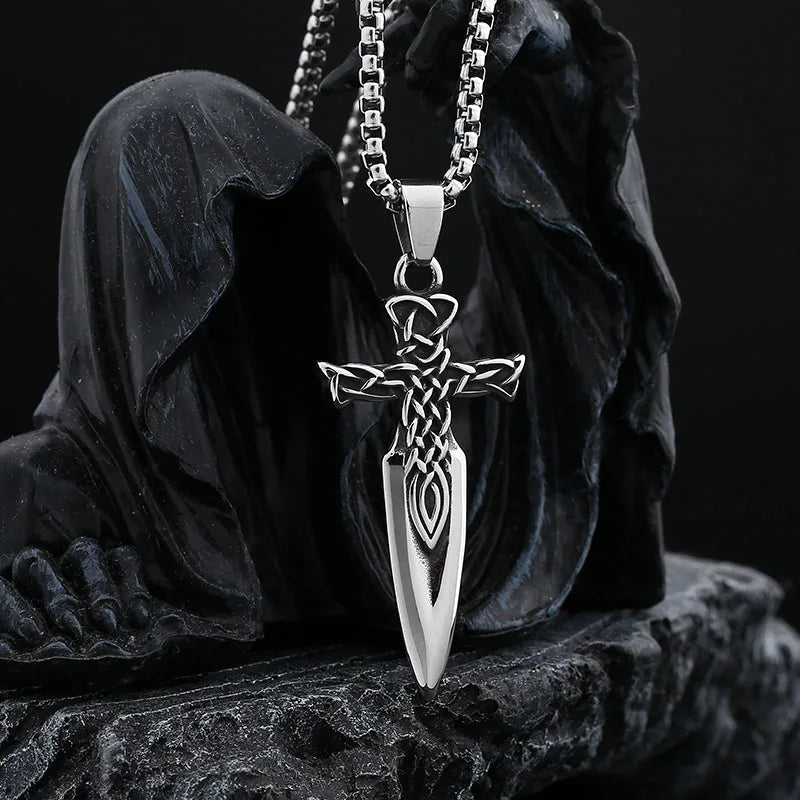 Vintage 316L Stainless Steel Good Polished Gothic Arriw Celtic Knot Pendant Necklace For Man Amulet Jewelry Boyfriend