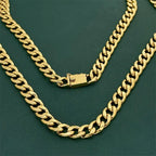 10MM 75CM Side Cuban Chain Necklace Men 24K Gold AU999 - Simple Grand, Outfit Highlight Aura